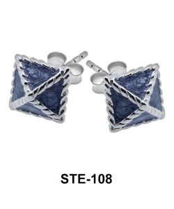 Enamel Quadrate Stud Earring STE-108